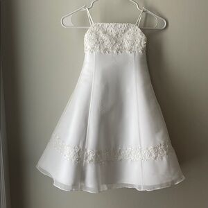 David's Bridal White Floral Kids Dress